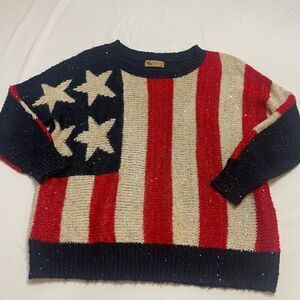 Katsumi Anthropologie American Flag Fourth Of July Sweater Size Medium Large M/L